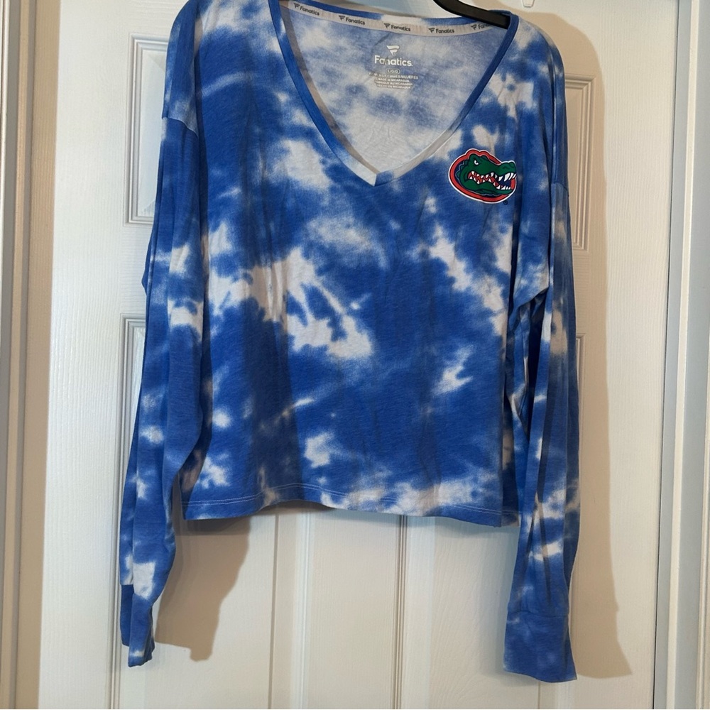 Fanatics University of Florida Gators Blue White Tie-Dye Long Sleeve Top Size L
